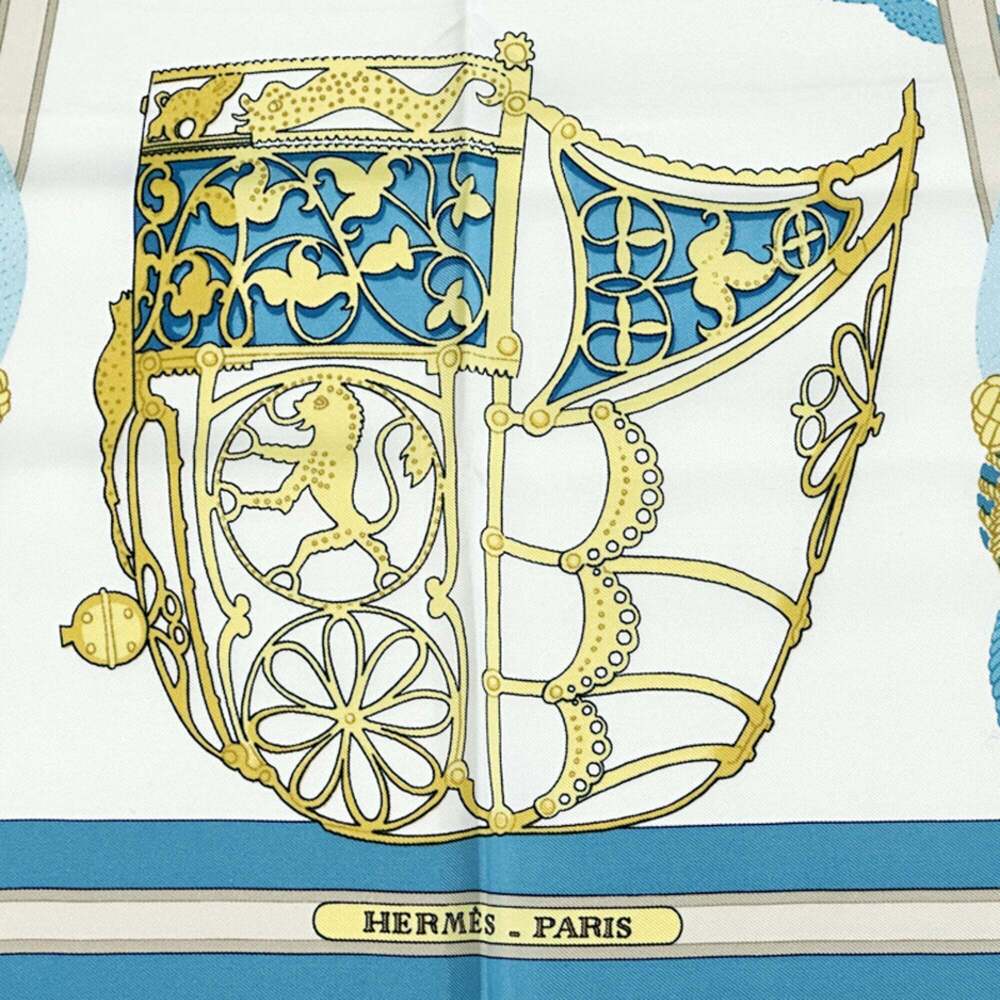 HERMES Authentic Blue Silk Scarf - Picture 3 of 8
